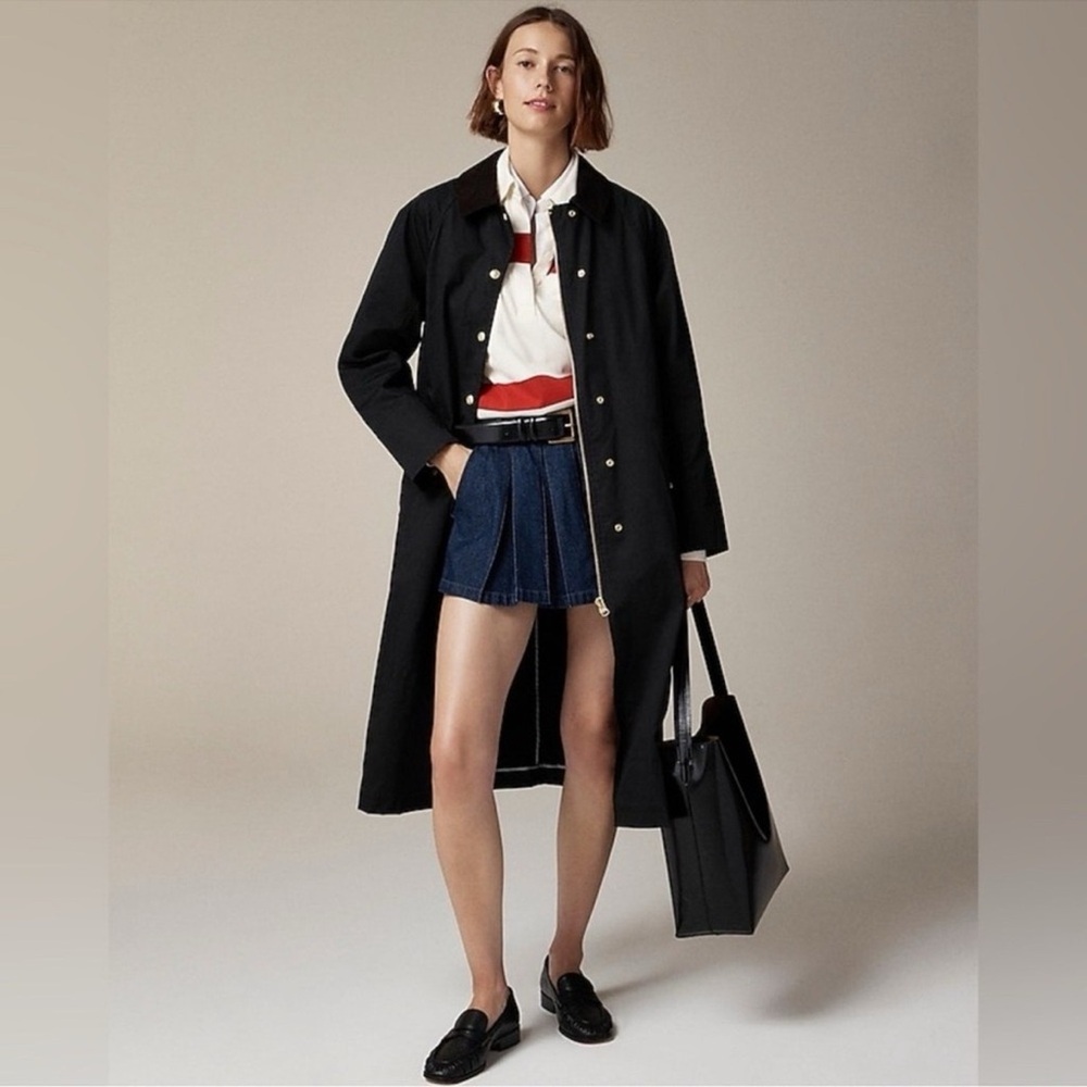 J Crew Long Barn Jacket In Waxed Cotton Twill Size XS Petite